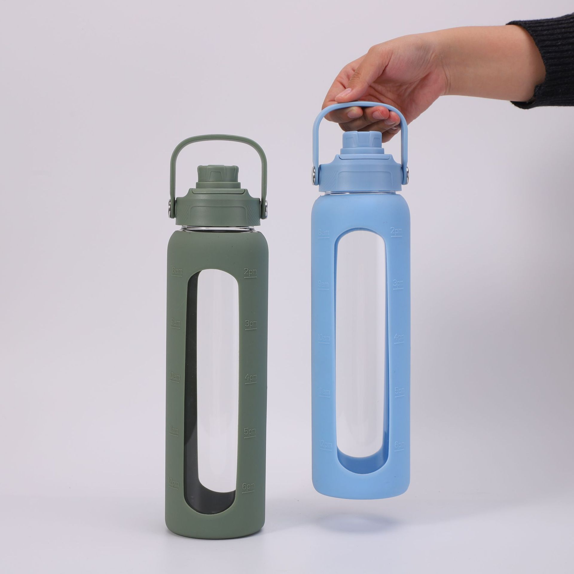 Screw Top Lid Borosilicate Glass Drink Tumblers With Protection Silicone Sleeve 1081607G - Image 3