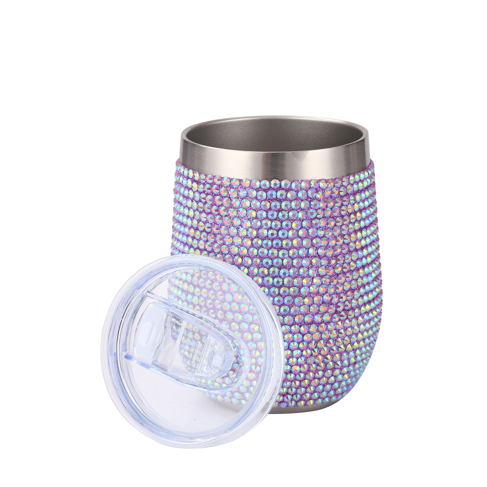 12oz Rhinestone Bling Vacuum Insulated Coffee Tumblers With Lid 1081647T