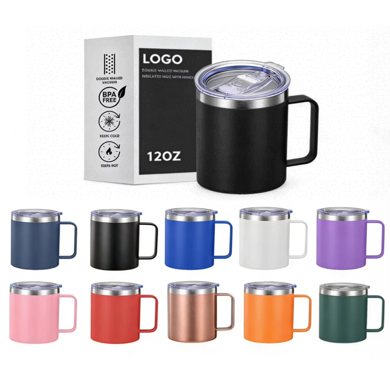 Double Wall Stainless Steel Insulated Coffee Mug with Handle