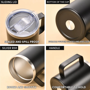 Double Wall Stainless Steel Insulated Coffee Mug with Handle