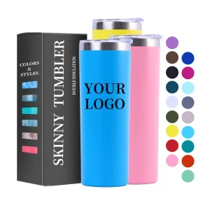 Stainless Steel Skinny Tumbler with Lid